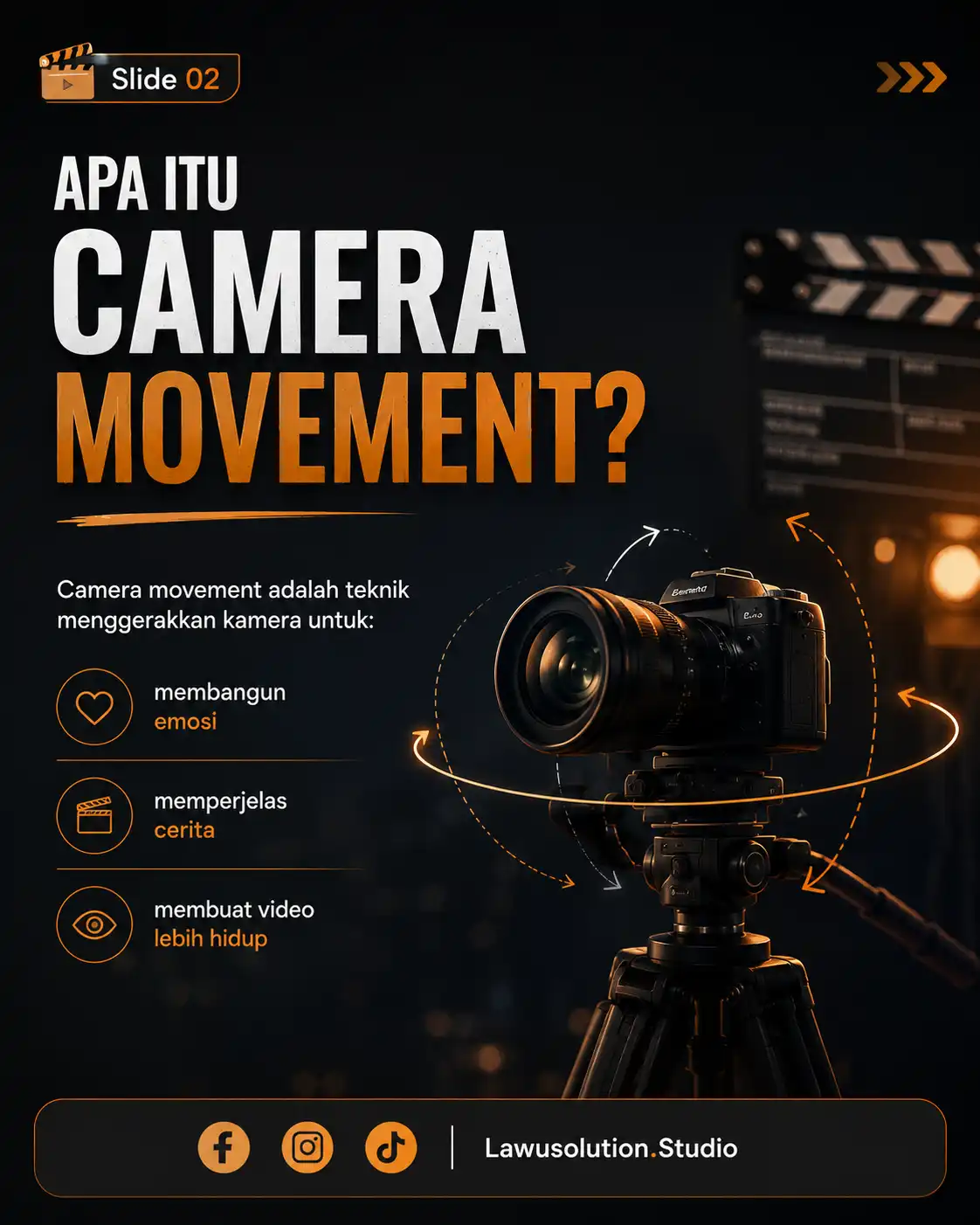 Penjelasan camera movement dalam cinematography untuk membuat video lebih cinematic, hidup, dan profesional.
