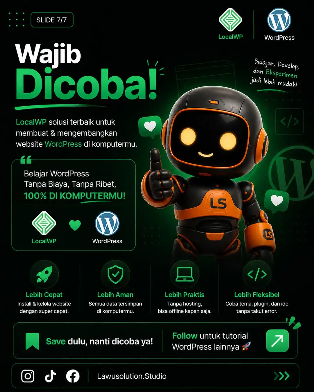 LocalWP solusi terbaik untuk belajar WordPress tanpa hosting secara offline di komputer dengan proses cepat, aman, dan fleksibel.